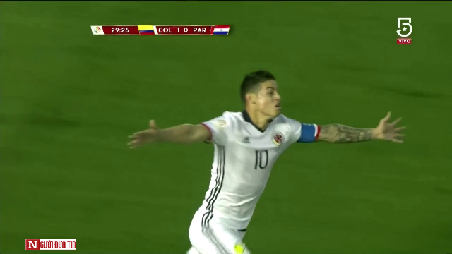 VIDEO: Bàn thắng của James Rodriguez vào lưới Paraguay